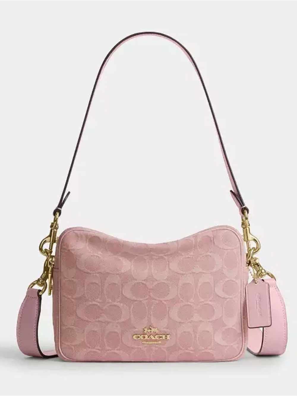 NWT Coach Carey Crossbody Bag In Signature Denim Light Pink